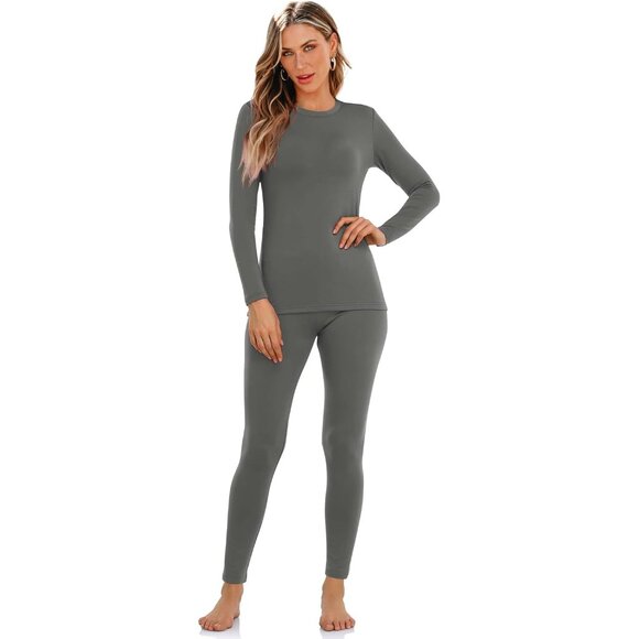 Women’s Thermal Underwear Set Fleece-Lined Lounge Cold Weather Layering - Picture 2 of 5